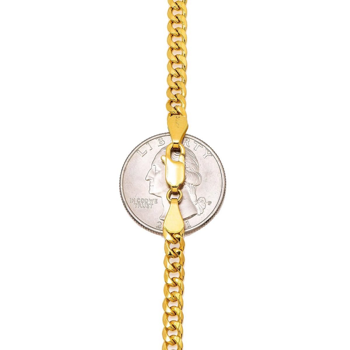 10K YELLOW GOLD 4MM HOLLOW CUBAN LINK AVAILABLE IN SIZES 18"-26"