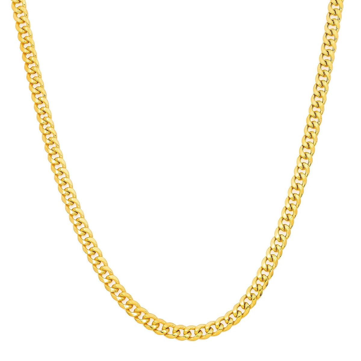 10K YELLOW GOLD 4MM HOLLOW CUBAN LINK AVAILABLE IN SIZES 18"-26"