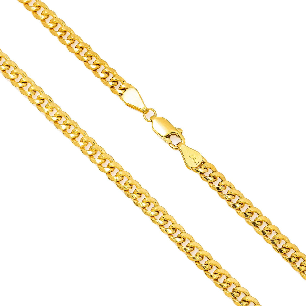 10K YELLOW GOLD 4MM HOLLOW CUBAN LINK AVAILABLE IN SIZES 18"-26"