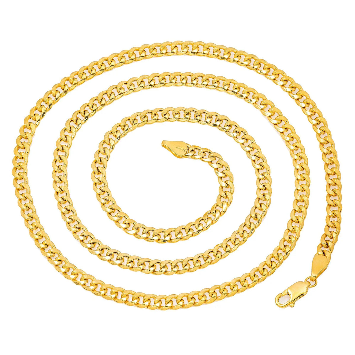 10K YELLOW GOLD 4MM HOLLOW CUBAN LINK AVAILABLE IN SIZES 18"-26"